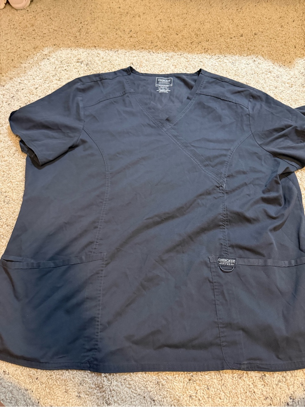 Cherokee Men’s Short Sleeve V-Neck Scrub Top - Navy